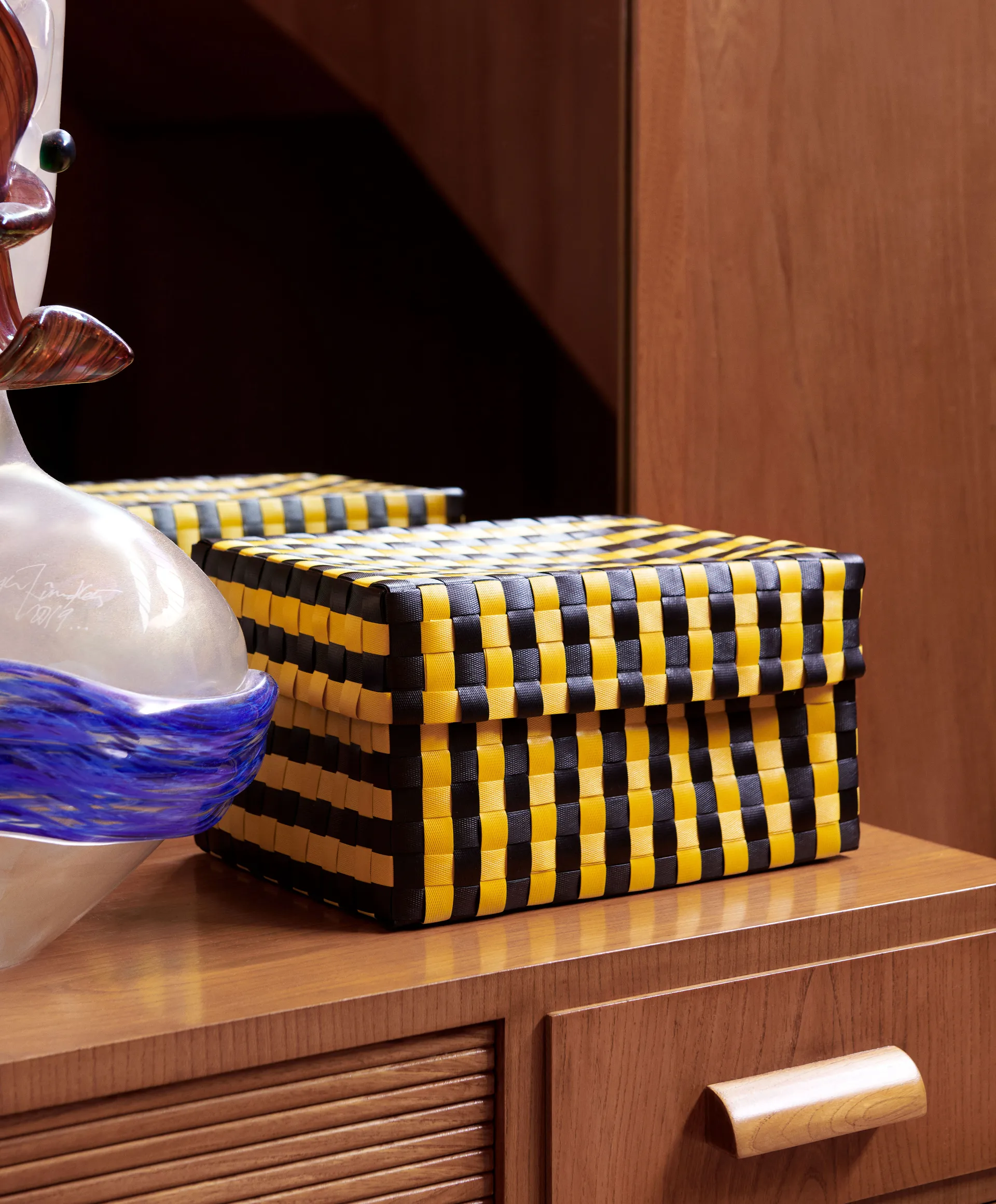 Panier de rangement Maxim Stripe Box S 21x30 cm, Jaune-noir HAY