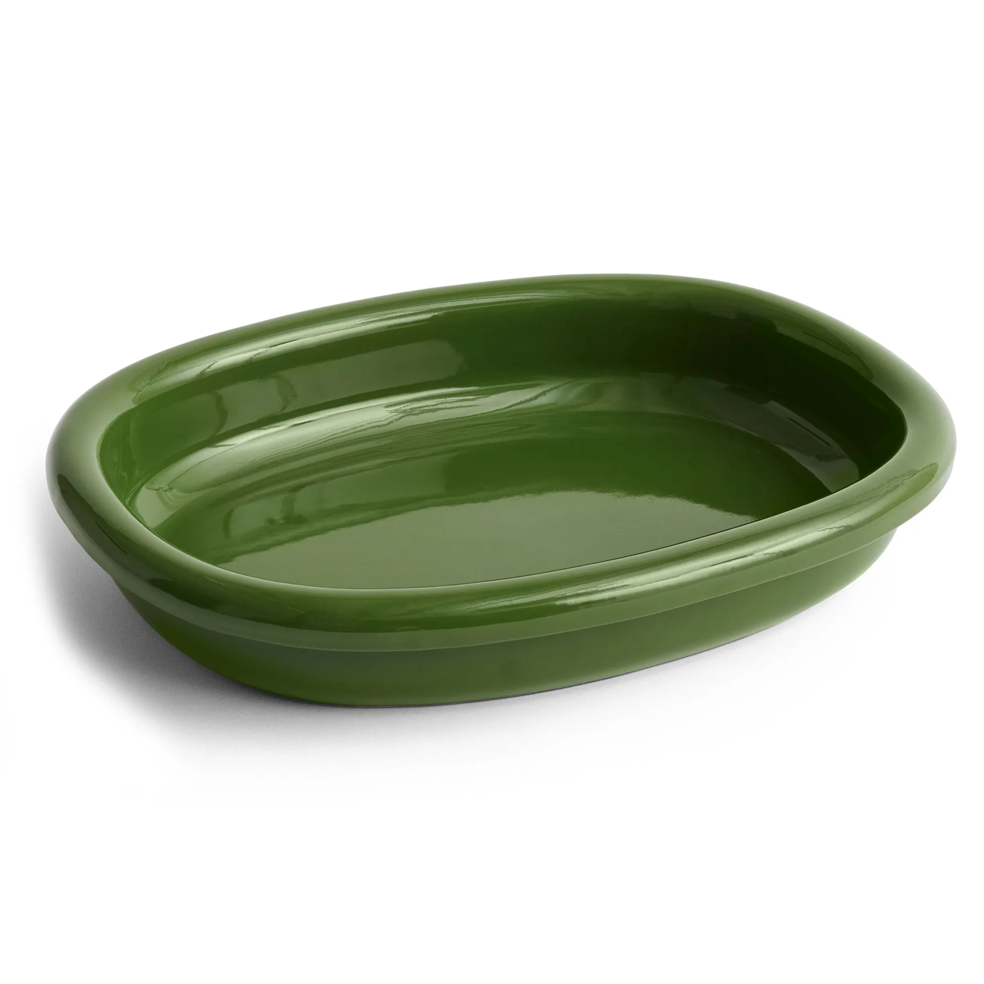 Plat de service Barro ovale large 27x36 cm, Green HAY
