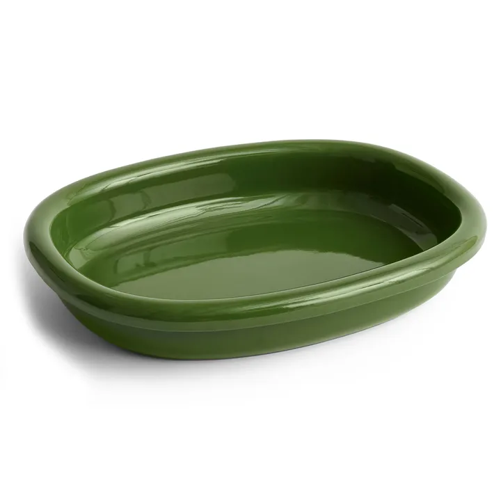 Plat de service ovale Barro - Green, large 27x36 cm - HAY