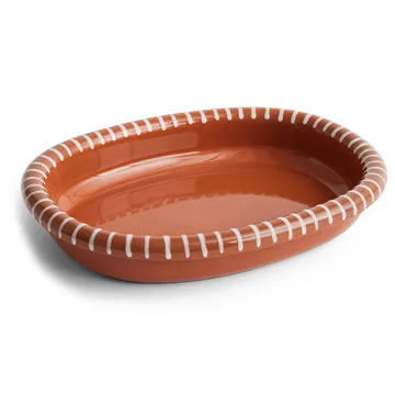Plat de service ovale Barro - Natural with stripes, large 27x36 cm - HAY