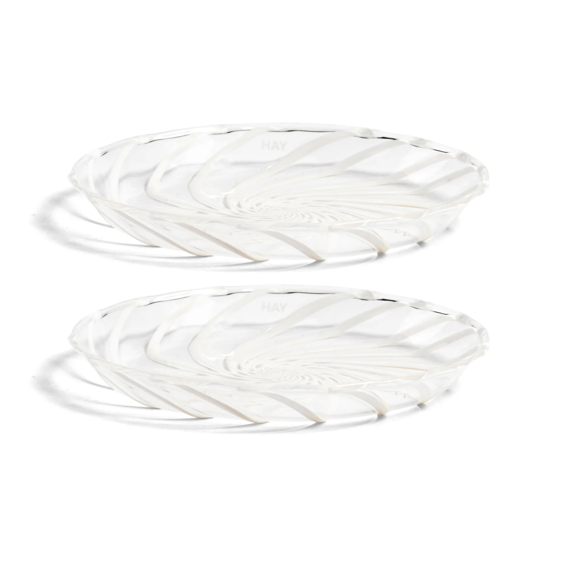 Plat Spin Ø11 cm Lot de 2, Transparent-rayure blanche HAY