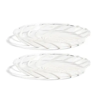 Plat Spin Ø11 cm Lot de 2 - Transparent-rayure blanche - HAY
