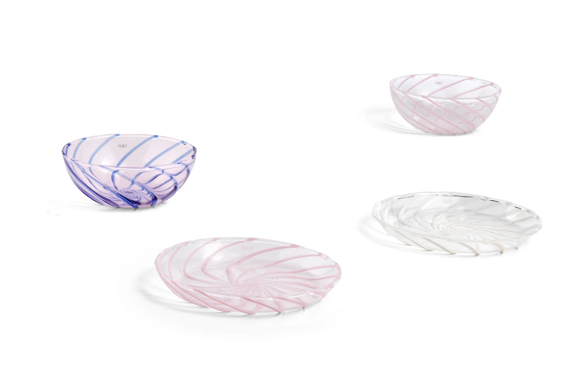 Plat Spin Ø11 cm Lot de 2, Transparent-rayure blanche HAY