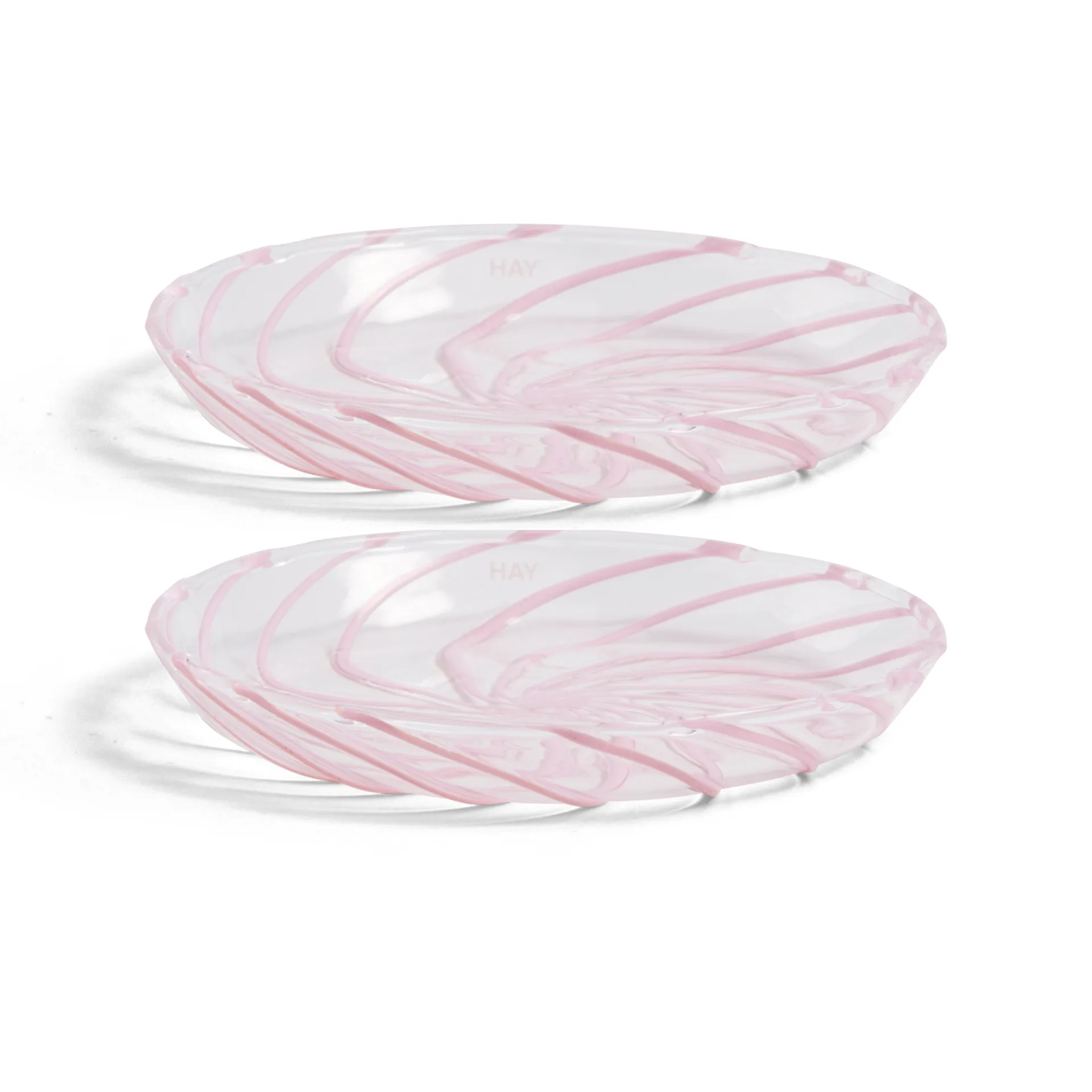 Plat Spin Ø11 cm Lot de 2, Transparent-rayure rose HAY