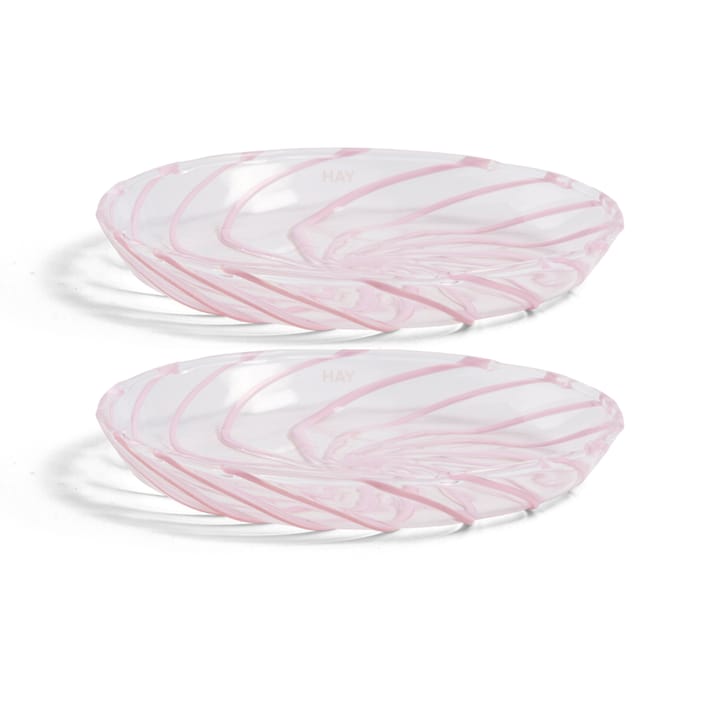 Plat Spin Ø11 cm Lot de 2, Transparent-rayure rose HAY