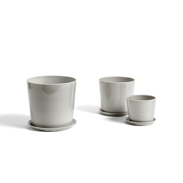 Pot Botanical Family - Light grey, medium, avec soucoupe ø13.5 cm - HAY