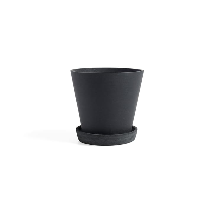 Pot HAY Flowerpot with saucer M 14 cm - Noir - HAY