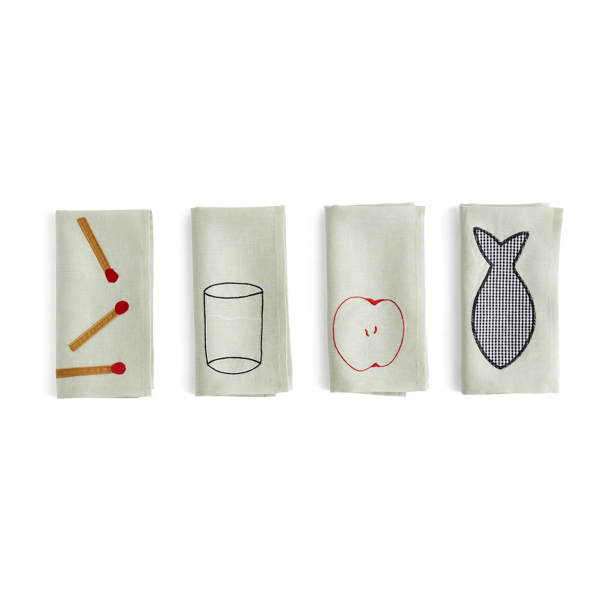 Serviette en lin Sobremesa 45x45 cm Lot de 4, Green HAY