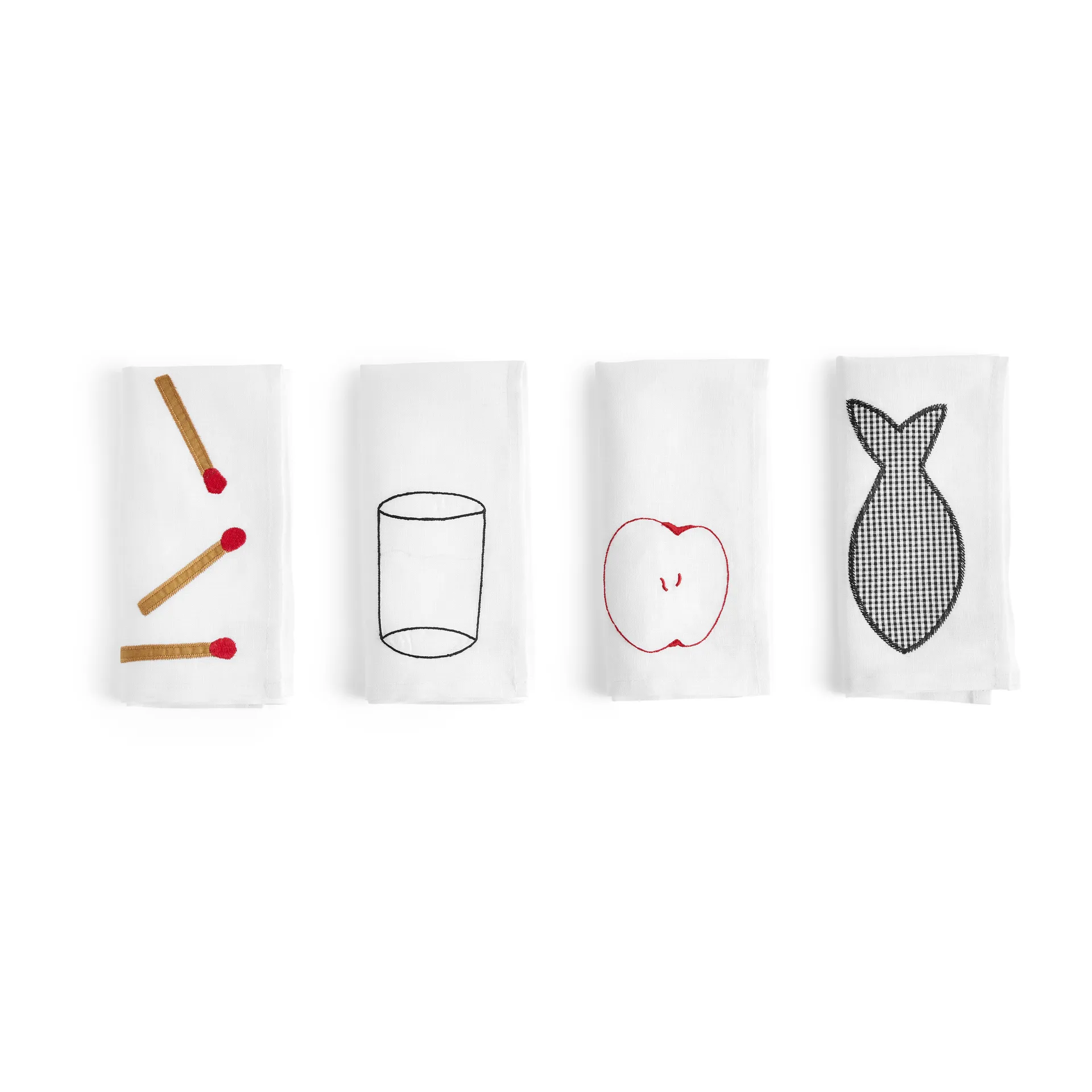 Serviette en lin Sobremesa 45x45 cm Lot de 4, White HAY