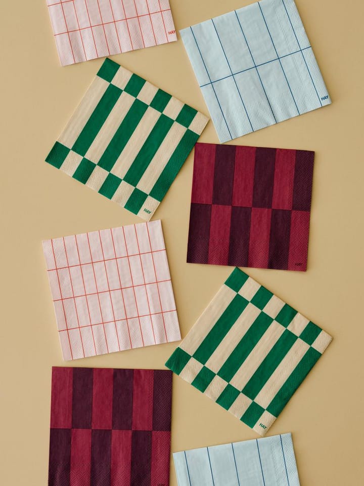 Serviette Pattern Dinner 40x40 cm, Lot de 20, Light blue-blue grid HAY