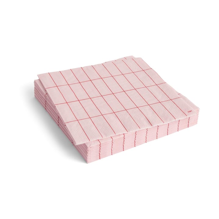 Serviette Pattern Dinner 40x40 cm, Lot de 20 - Light pink-red grid - HAY