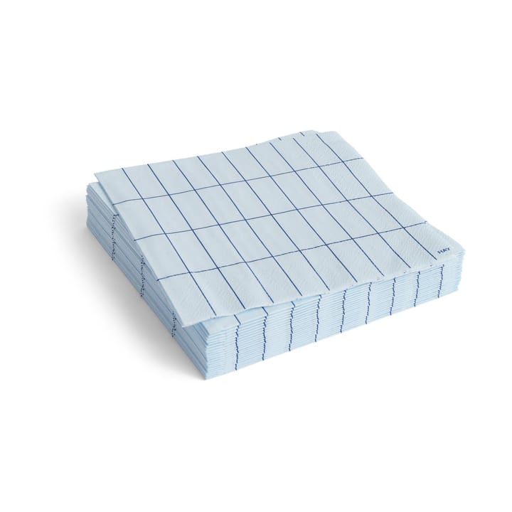 Serviette Pattern Lunch 33x33 cm, Lot de 20 - Light blue-blue grid - HAY
