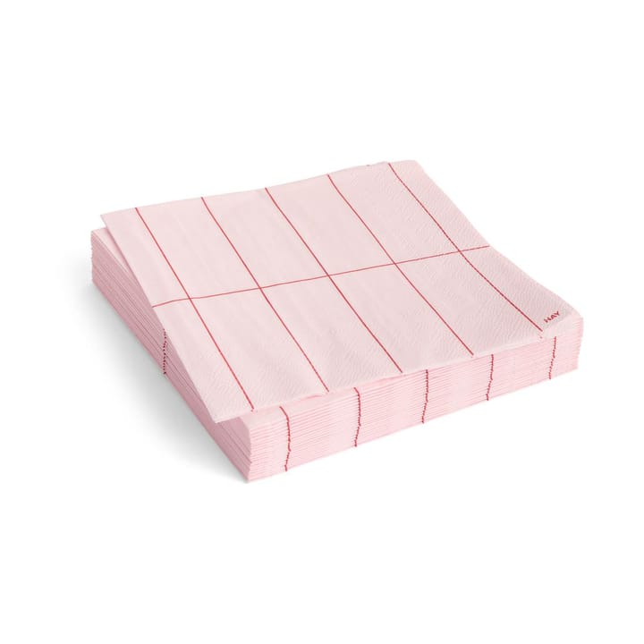 Serviette Pattern Lunch 33x33 cm, Lot de 20 - Light pink-red grid - HAY