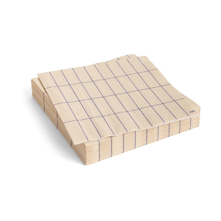 Serviette Pattern Lunch 33x33 cm, Lot de 20 - Off white-blue grid - HAY