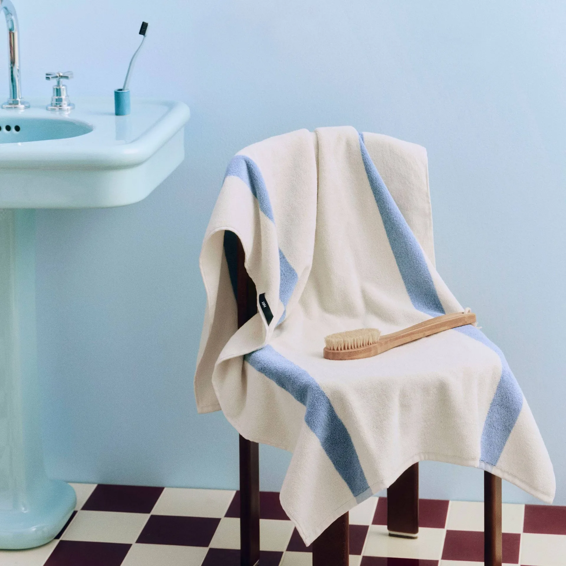Serviette Stripe, Dusty blue, 70x140 cm HAY