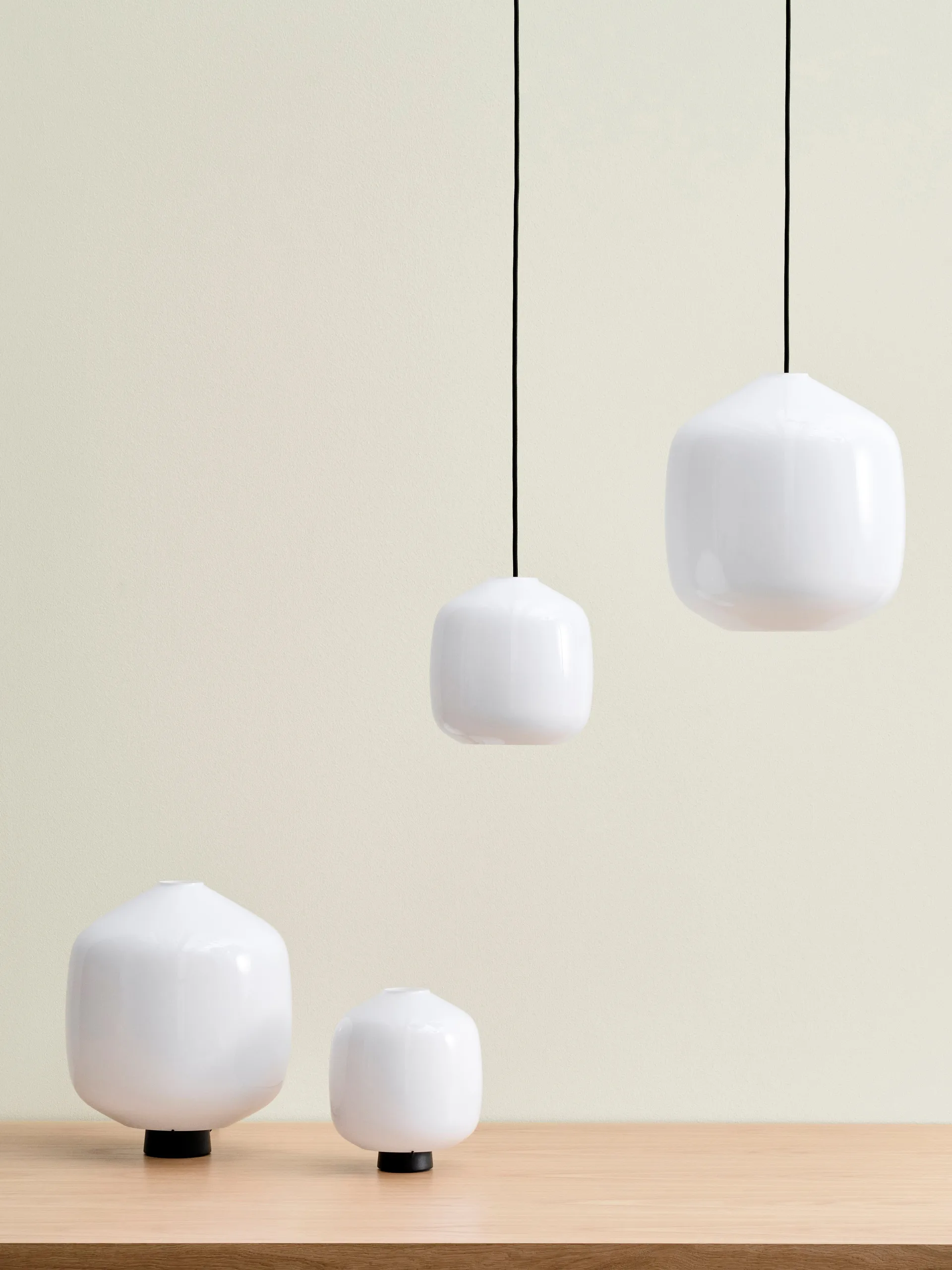 Suspension Buoy Ø20 cm, Opal glass-beton grey HAY