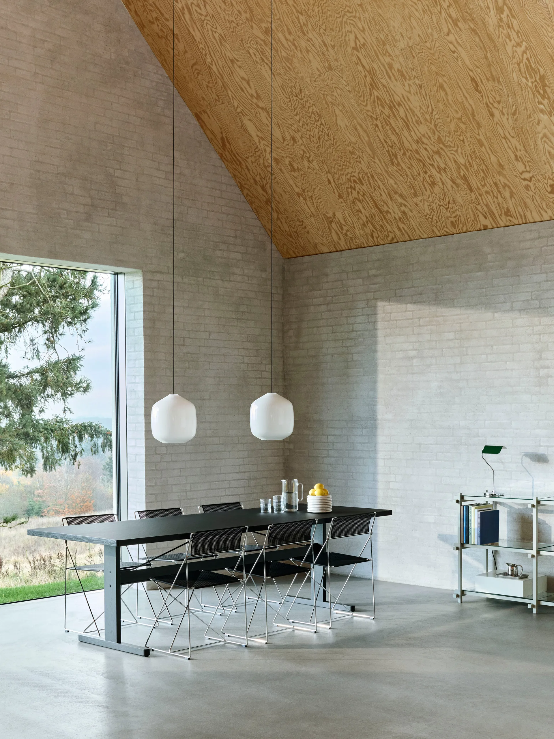 Suspension Buoy Ø30 cm, Opal glass-rusty red HAY