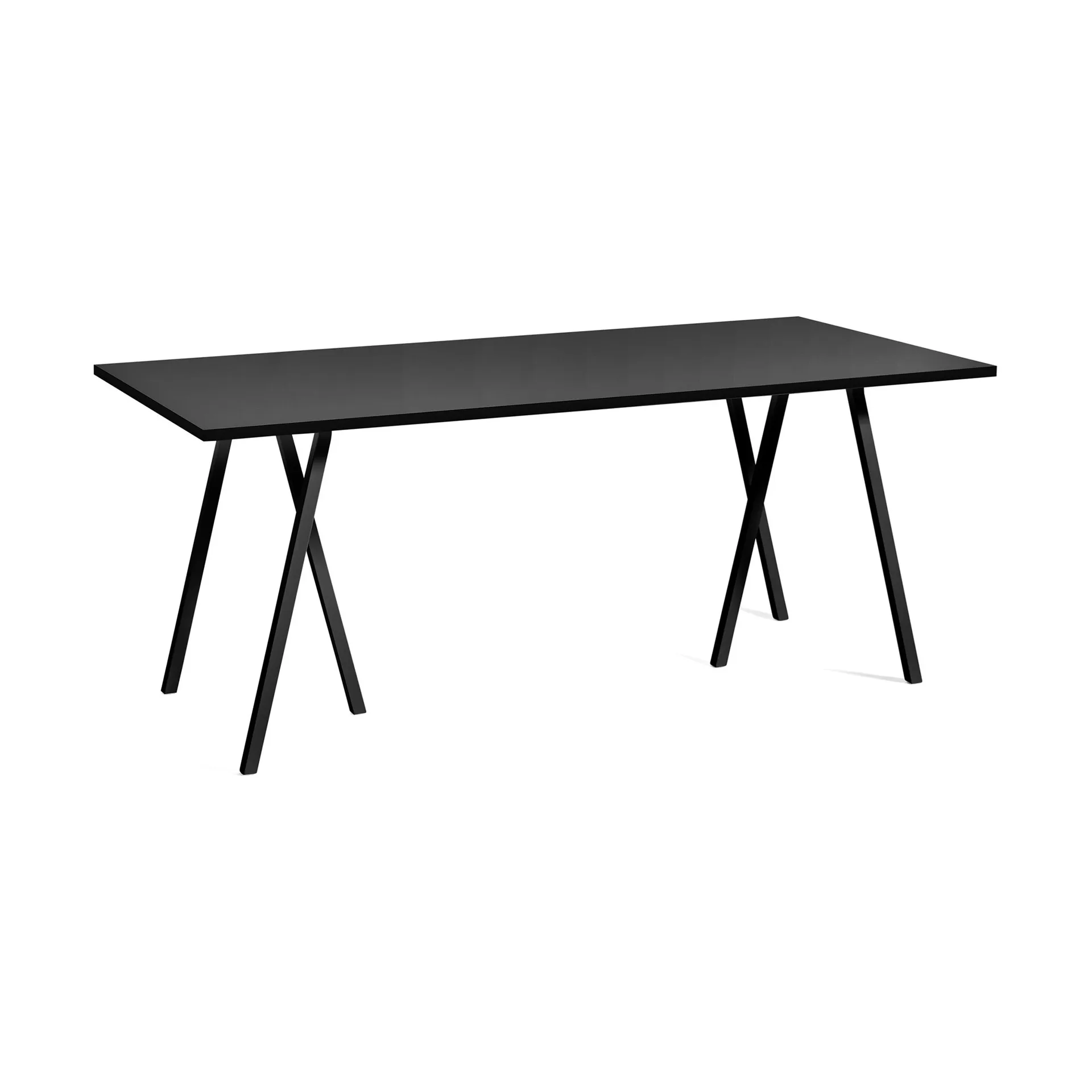 Table à manger Loop Stand incl. support 87,5x180 cm, Black-black linoleum-lacq. ash HAY