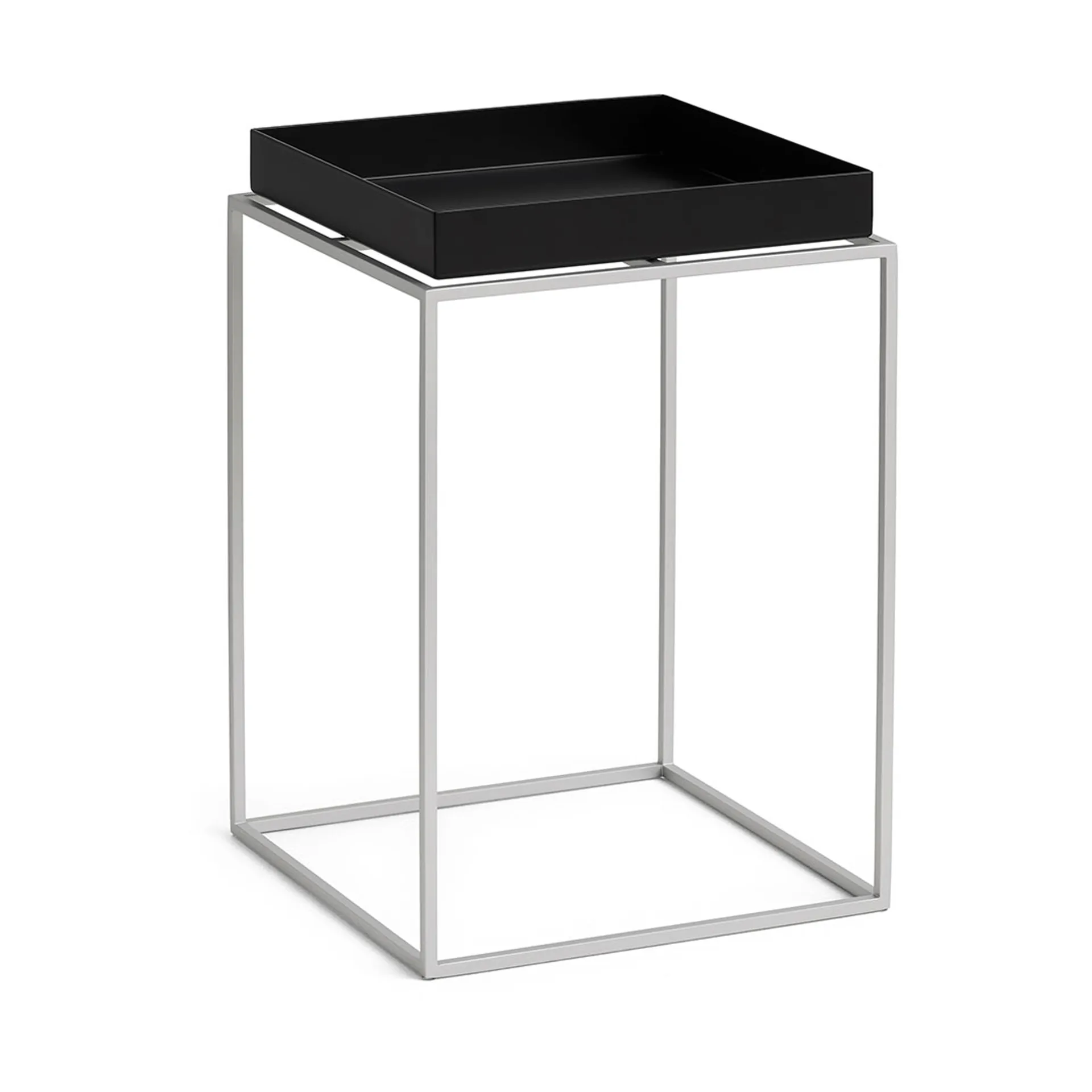 Table à plateau Tray Table medium, Black-silicone gris, 30x30x44 cm HAY