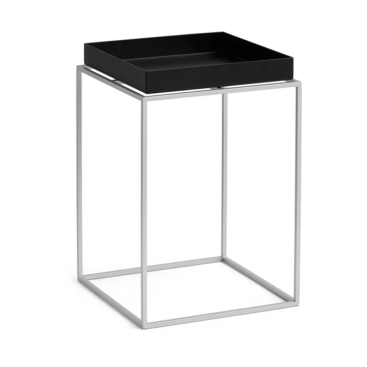 Table à plateau Tray Table medium - Black-silicone gris, 30x30x44 cm - HAY