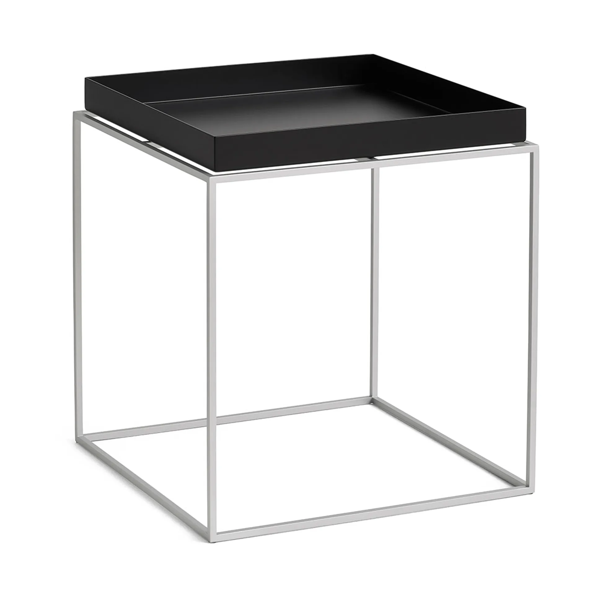 Table à plateau Tray Table medium, Black-silicone gris, 40x40x44 cm HAY
