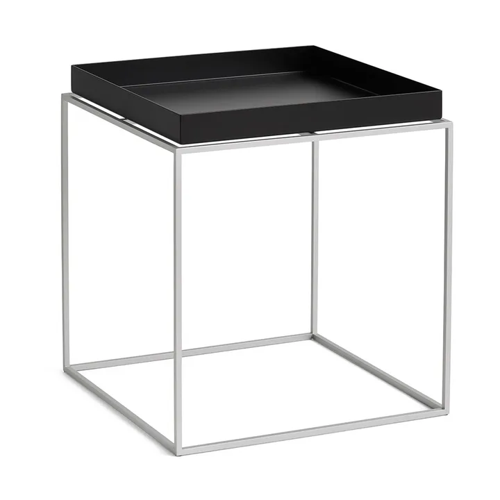 Table à plateau Tray Table medium - Black-silicone gris, 40x40x44 cm - HAY