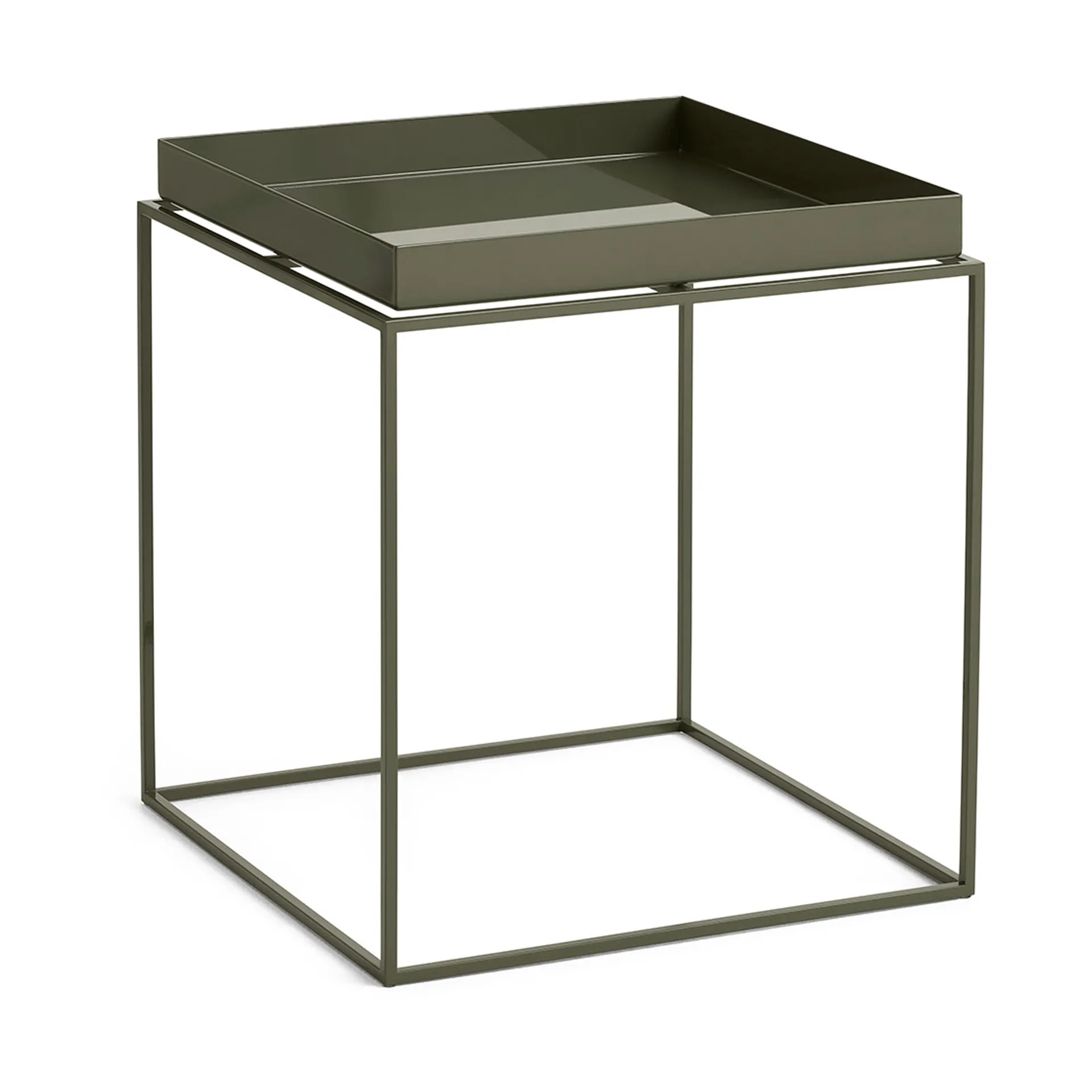 Table à plateau Tray Table medium, Olive green, 40x40x44 cm HAY