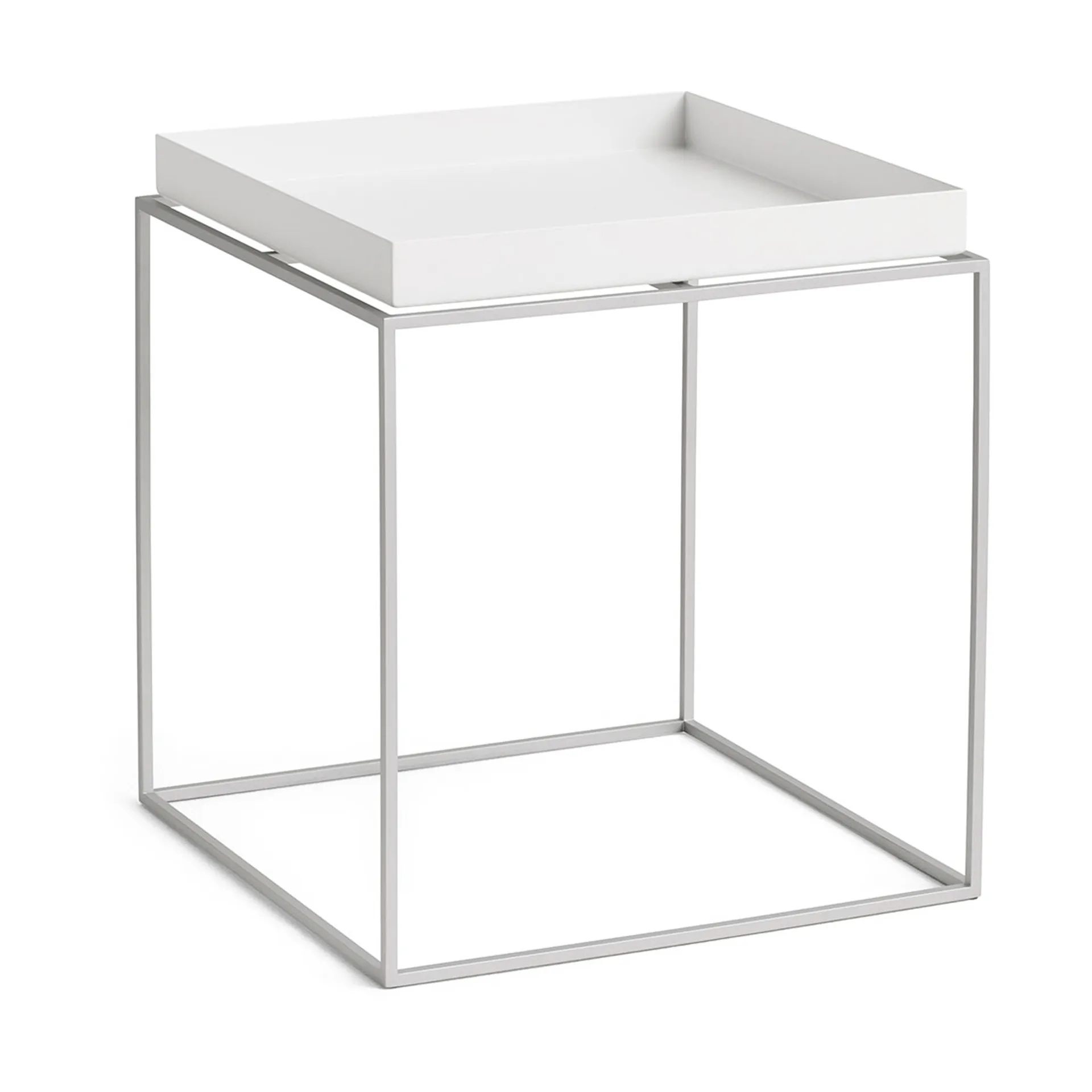Table à plateau Tray Table medium, White-silicone gris, 40x40x44 cm HAY