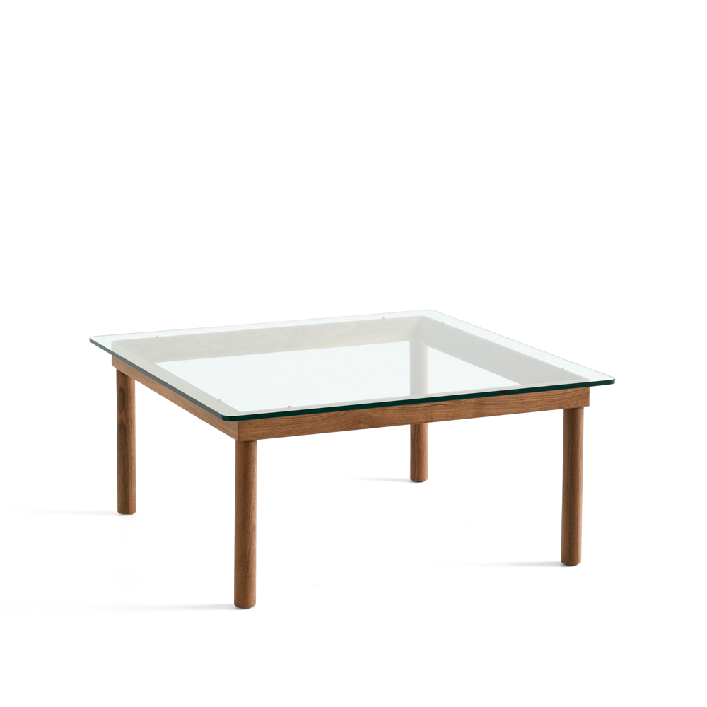 HAY Table basse Kofi Walnut-clear glass, 80 cm | Design Scandinave | Table de salon | Marron