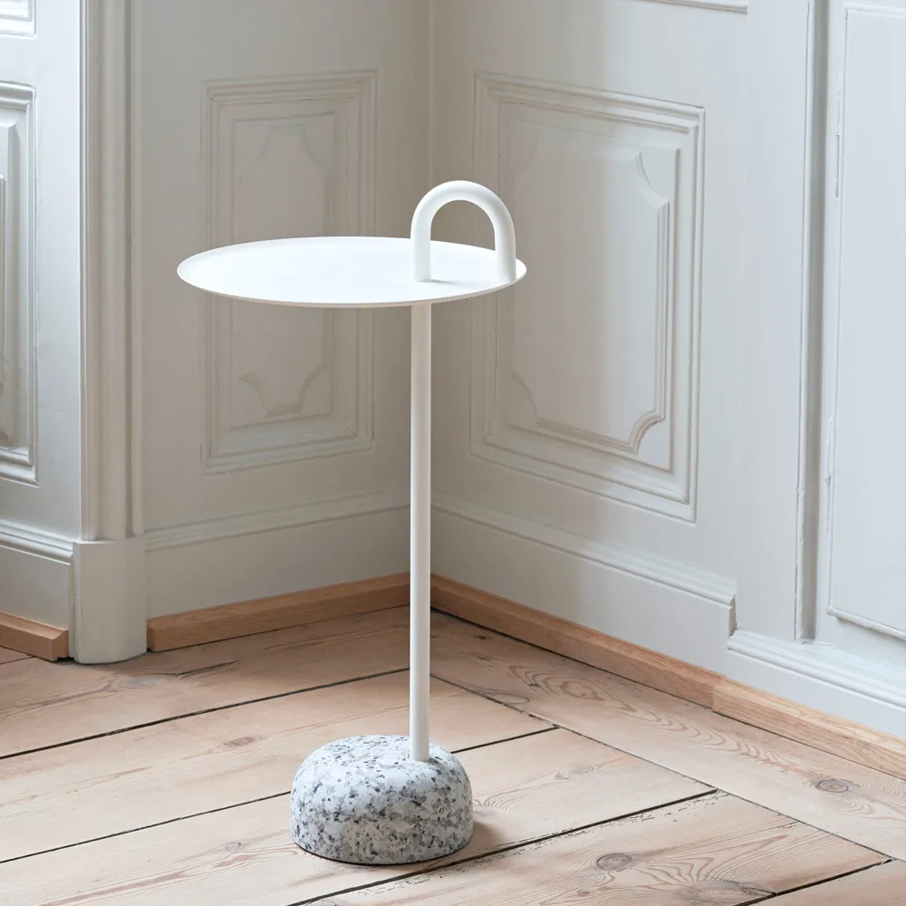 Table d'appoint Bowler, Cream white-granite HAY