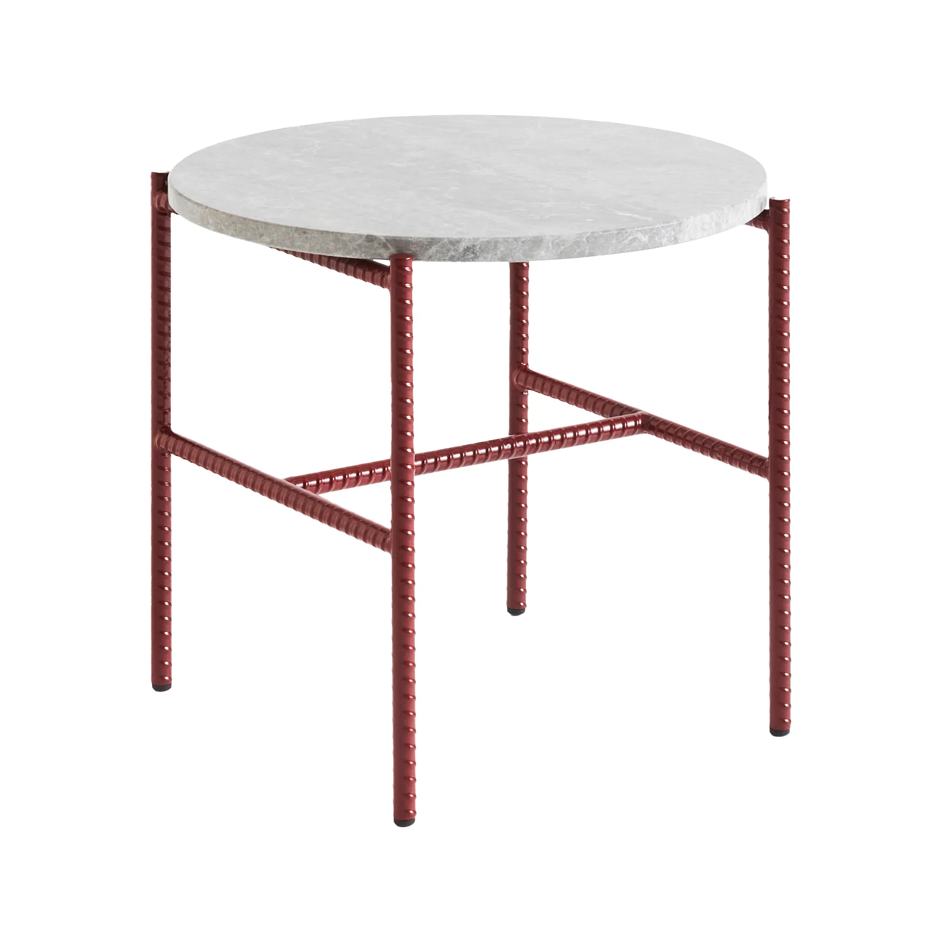 Table d'appoint Rebar Ø45 cm, Grey marble-barn red HAY
