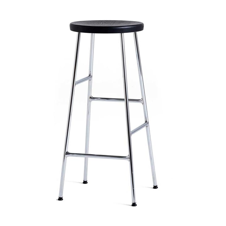 Tabouret de bar Cornet 75 cm - Soft black oak-chrome - HAY
