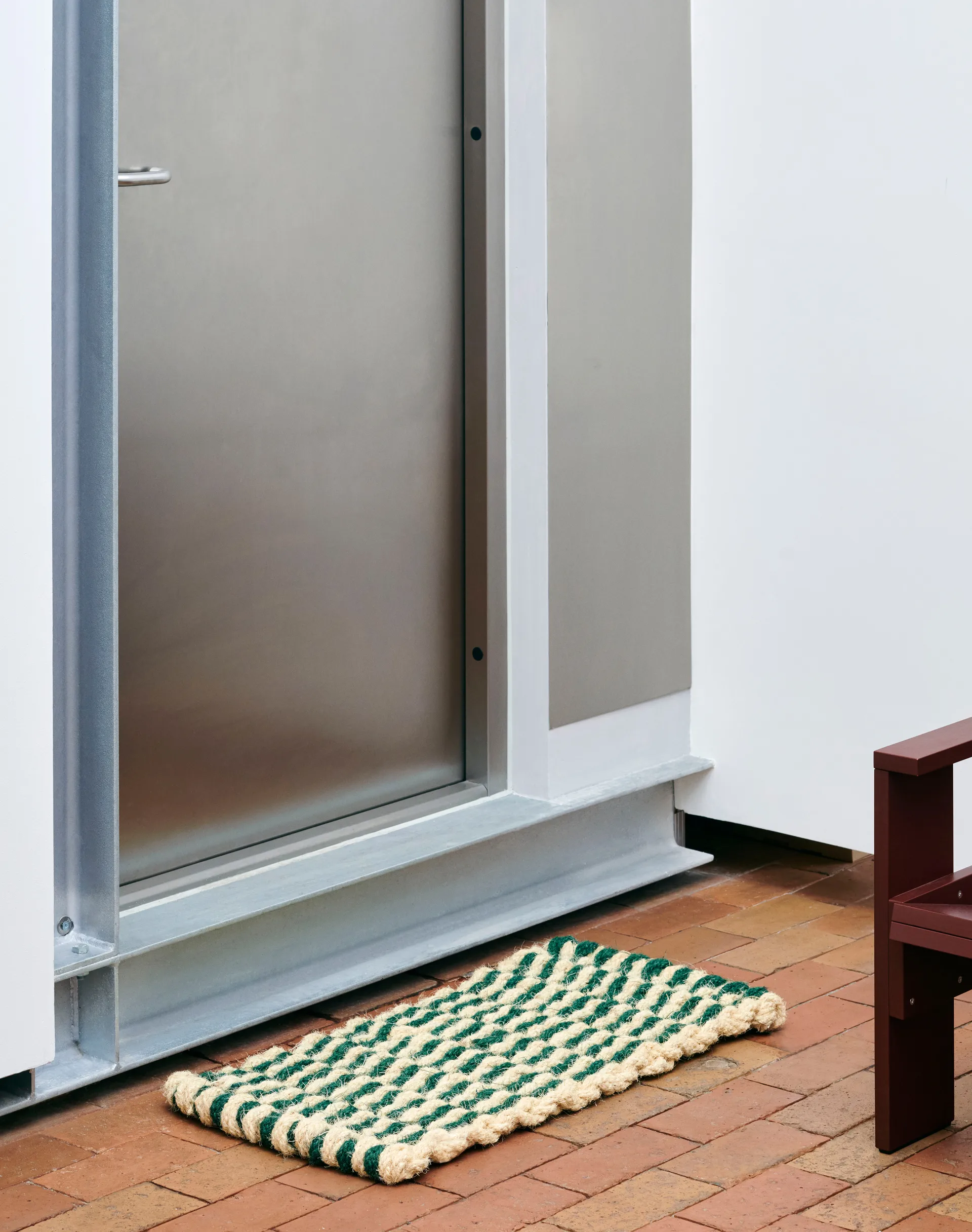 Tapis de porte Coco Stripe Wave, Dark green-white HAY