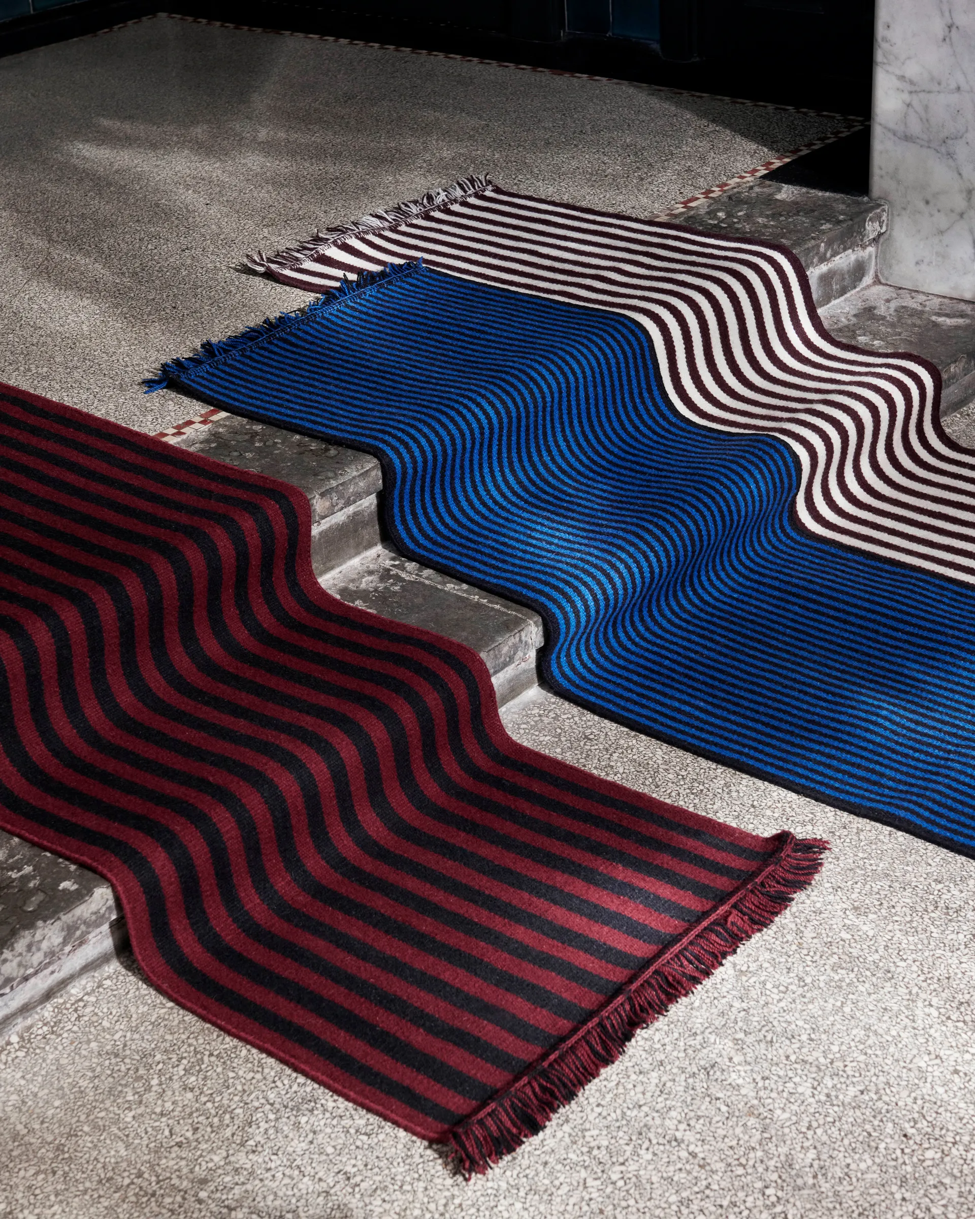Tapis Stripes and Stripes 60x200 cm, Blue HAY
