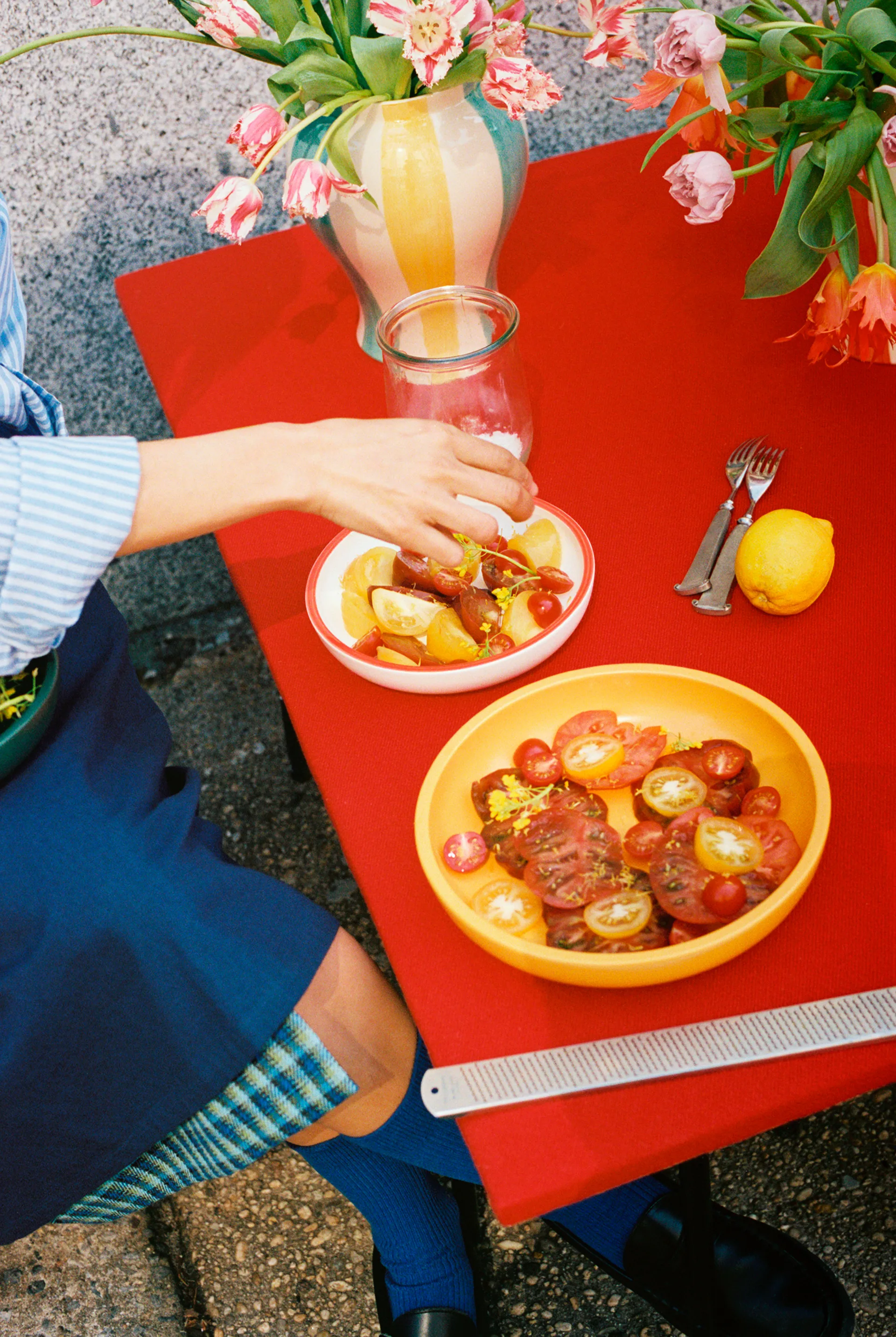 Vase L Sobremesa stripe 25 cm, Green-yellow HAY