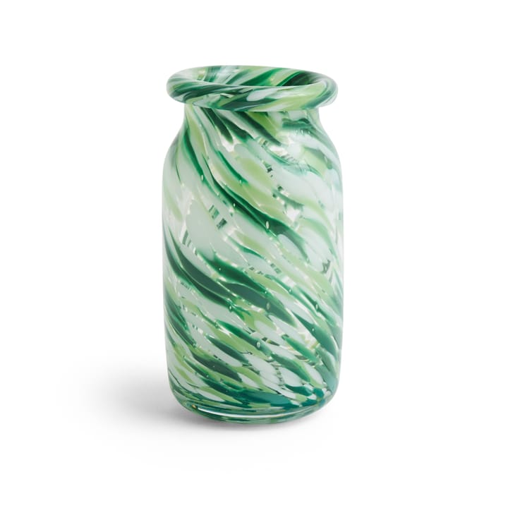 Vase Splash Roll Neck S 20,5 cm - Green swirl - HAY