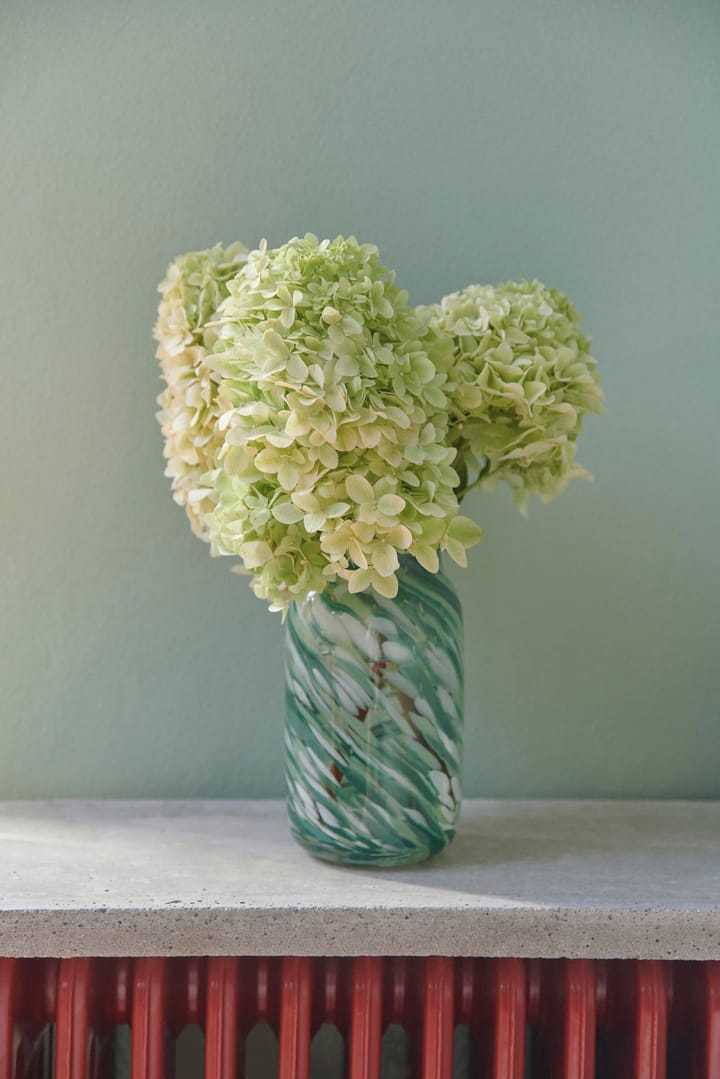 Vase Splash Roll Neck S 20,5 cm - Green swirl - HAY