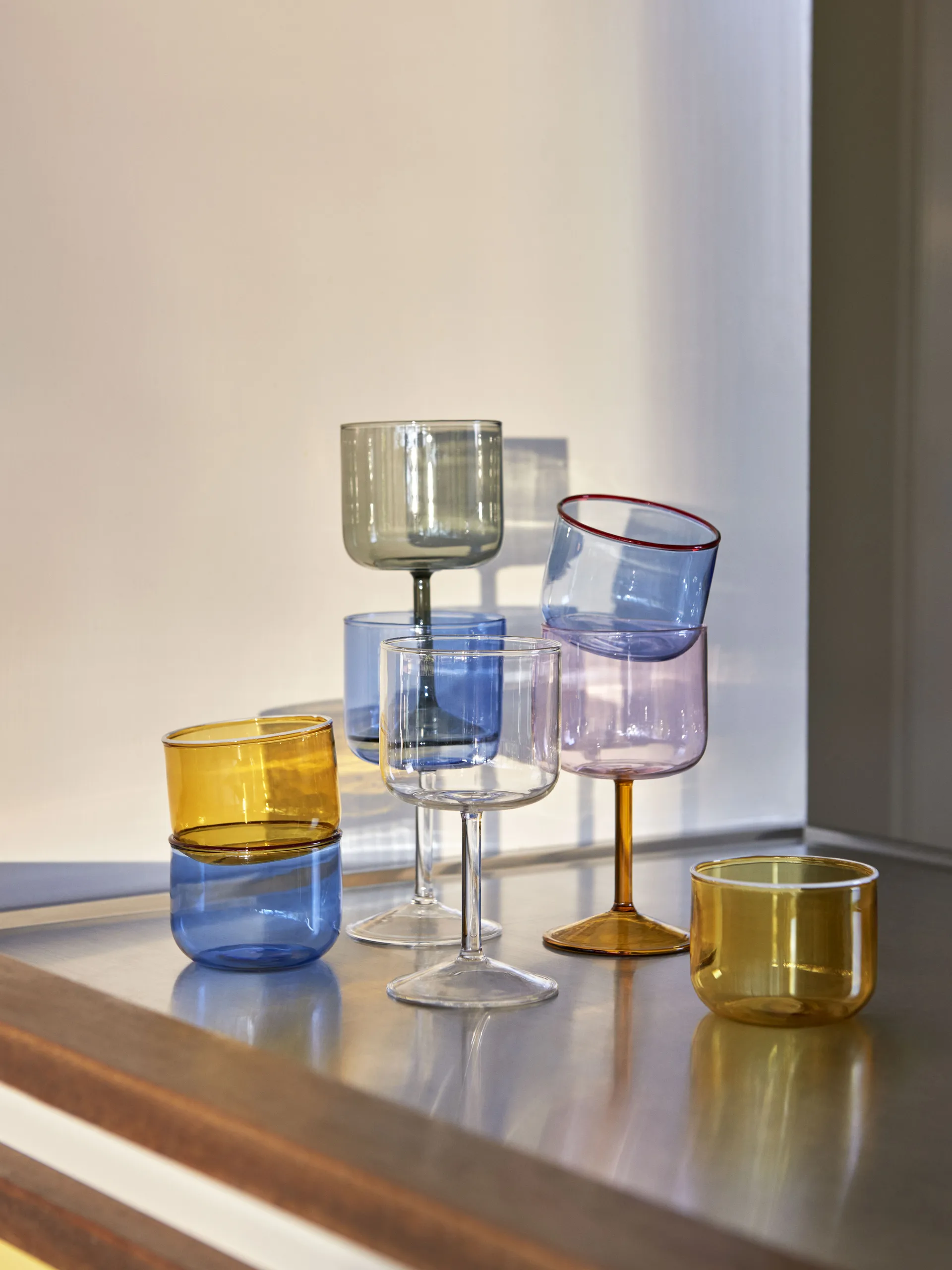 Verre Tint 20 cl Lot de 2, bleu clair-coin rouge HAY