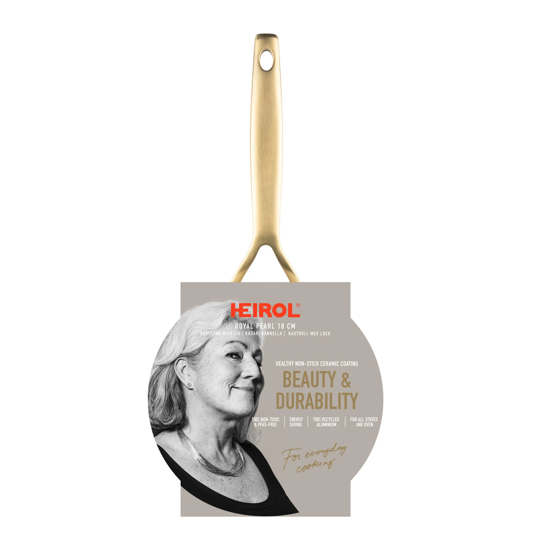 Casserole avec couvercle Heirol Royal Pearl Ø18 cm, Blanc-or Heirol