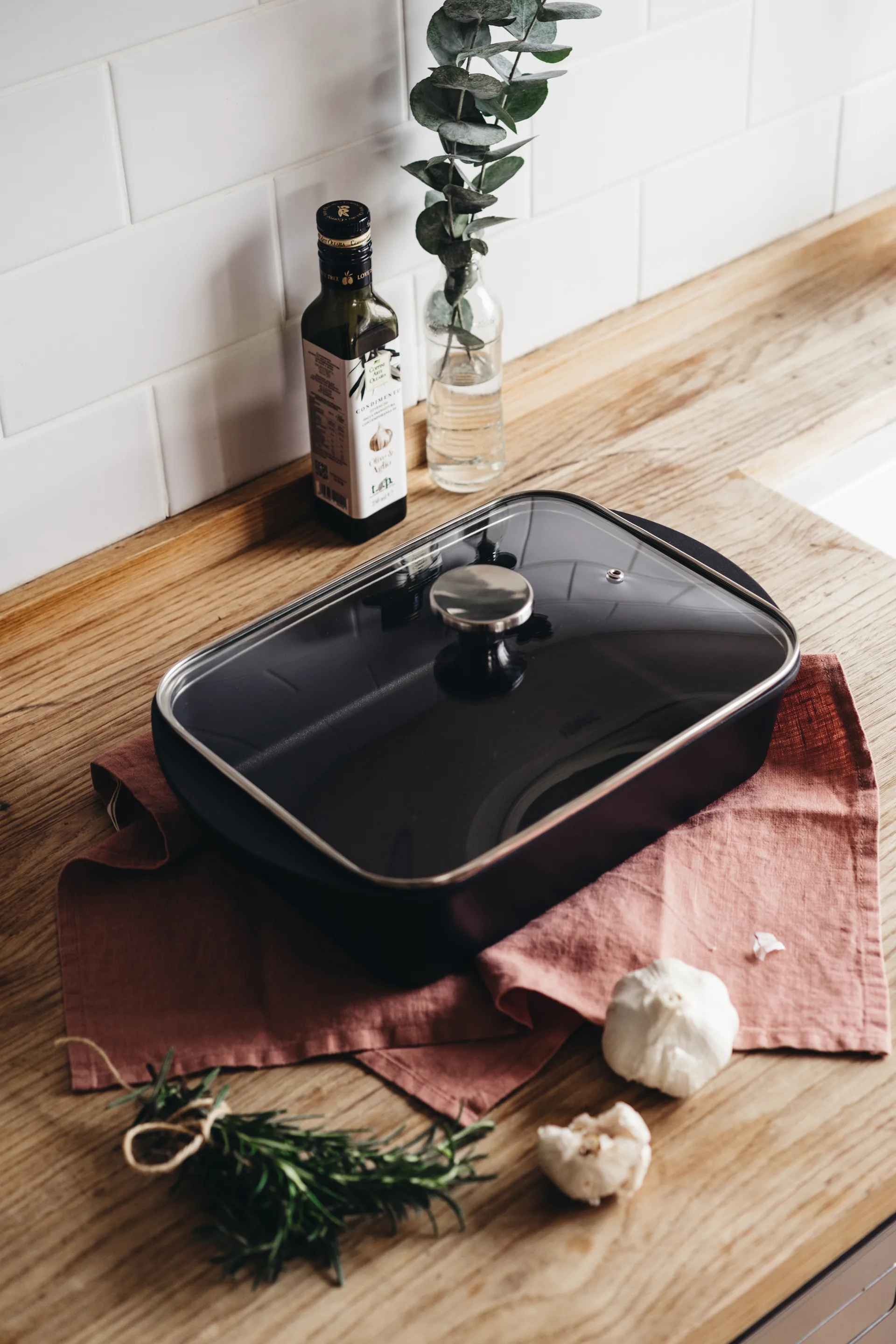 Heirol plat à four avec plaque à induction et couvercle, 22x33 cm Heirol