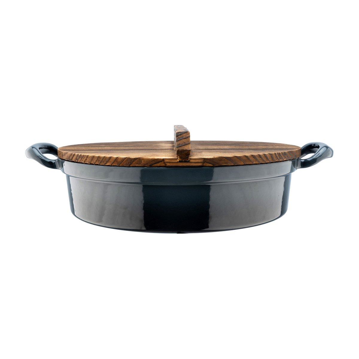 heirol poêle à frire en fonte avec couvercle en bois ø30 cm