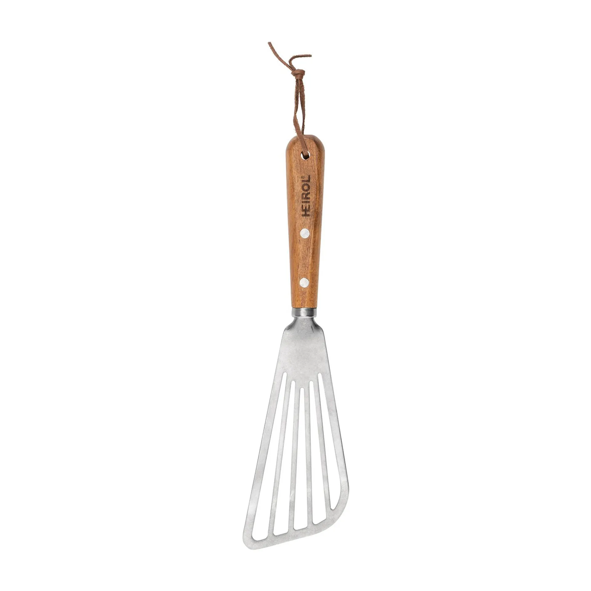 Spatule ajourée en acier inoxydable 30 cm, Hêtre Heirol