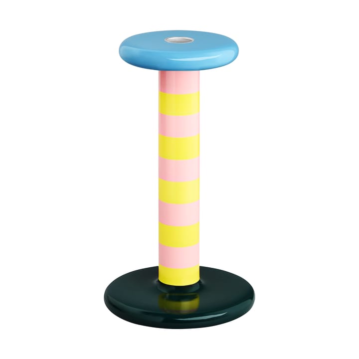Bougeoir Pesa High 23 cm - Pink-sulfur yellow stripe - Hem