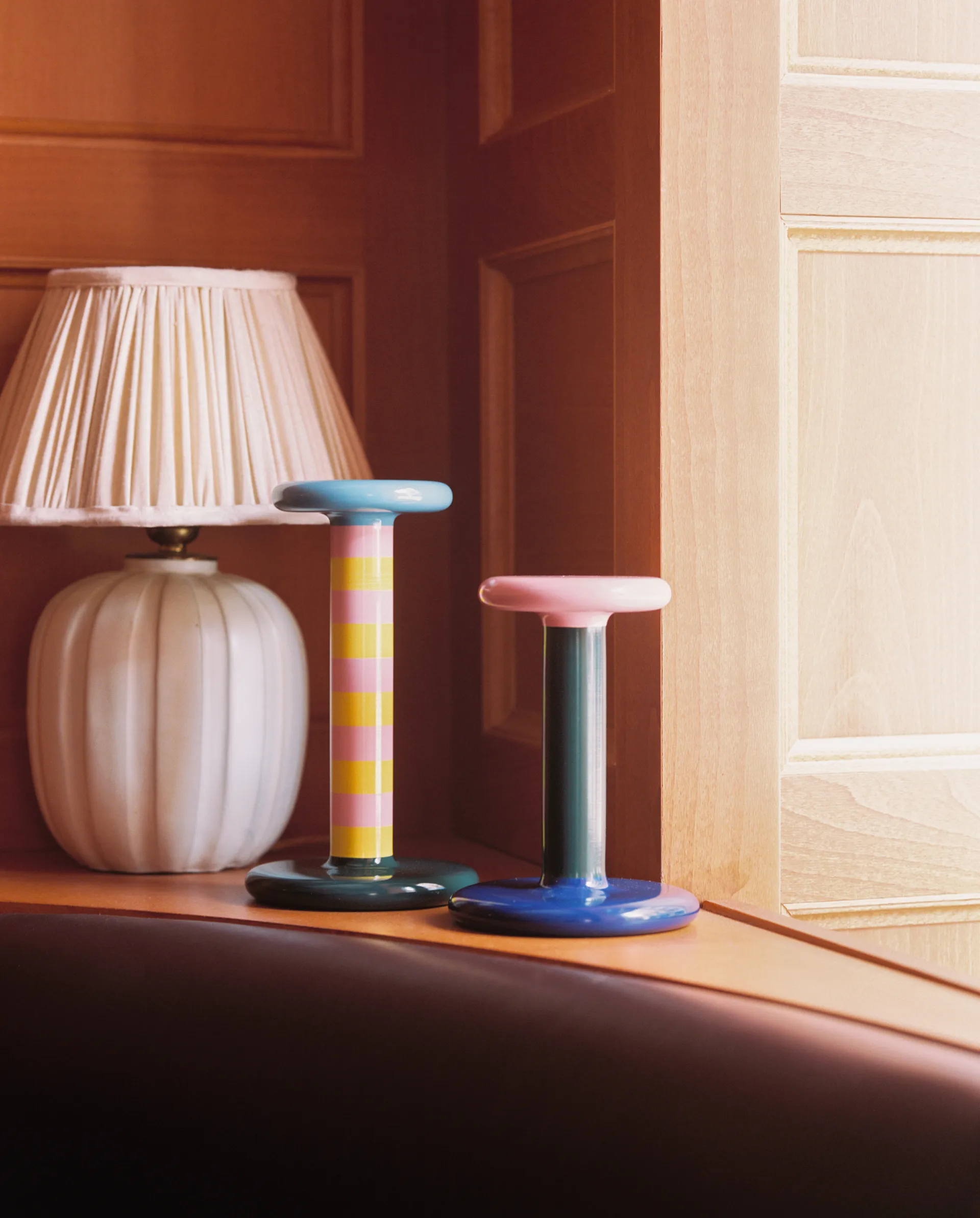 Bougeoir Pesa Medium 18 cm, Pink-black green-night blue Hem