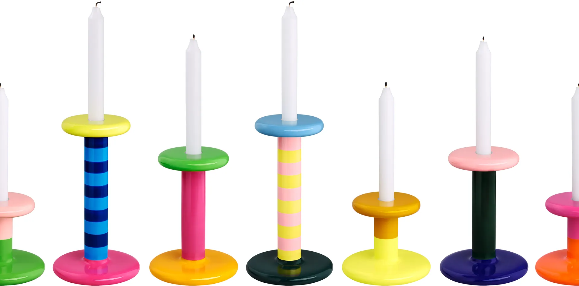 Bougeoir Pesa Medium 18 cm, Pink-black green-night blue Hem