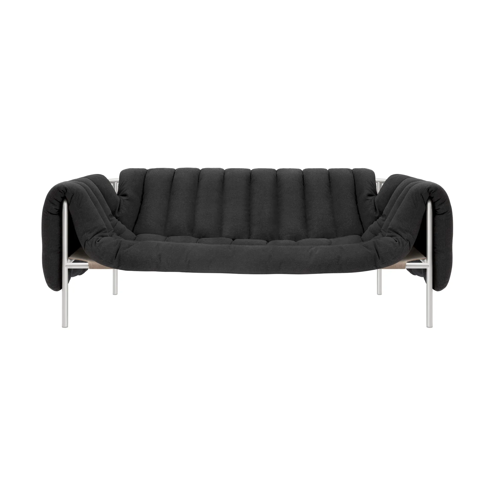 Canapé Puffy 2,5 places 205 cm, Anthracite-acier inoxydable Hem