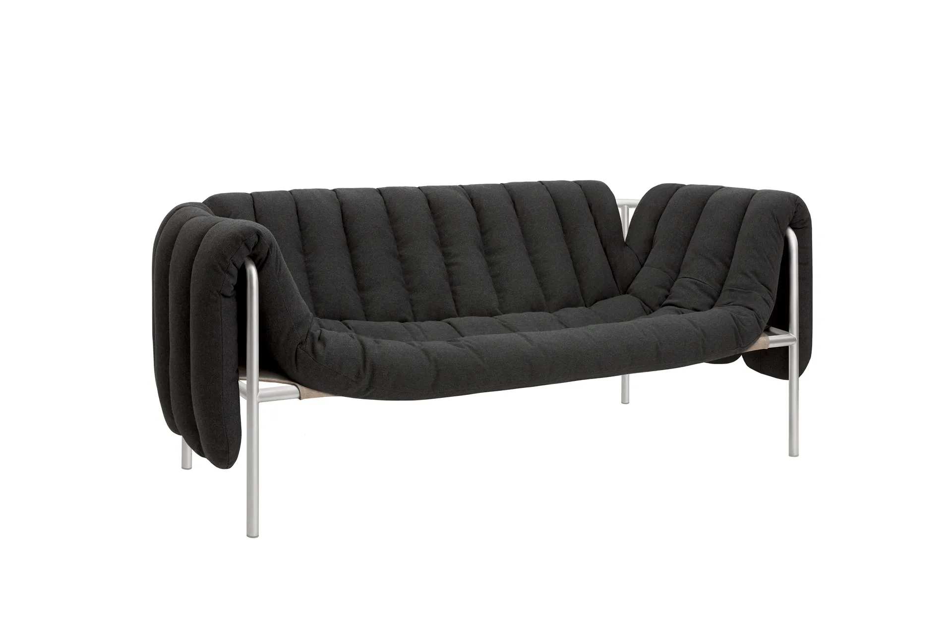 Canapé Puffy 2,5 places 205 cm, Anthracite-acier inoxydable Hem