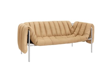 Canapé Puffy 2,5 places 205 cm - Sand leather-acier inoxydable - Hem