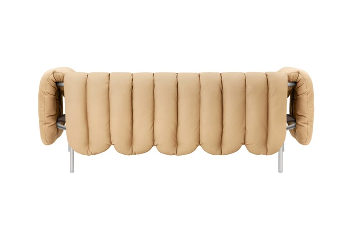 Canapé Puffy 2,5 places 205 cm, Sand leather-acier inoxydable Hem