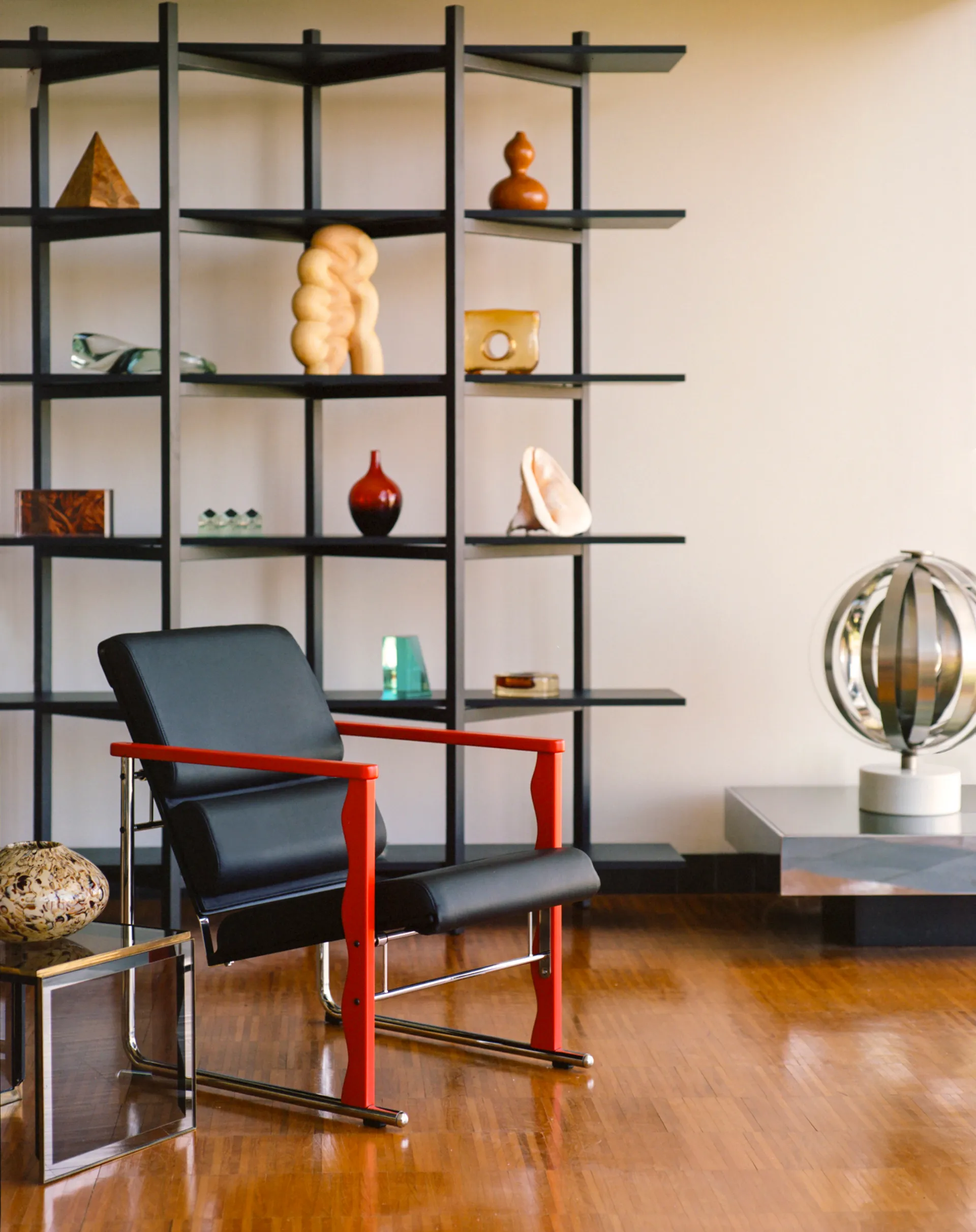 Fauteuil lounge Experiment 501, Green-black leather Hem